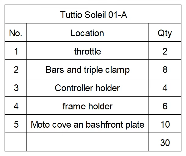 FULL Tuttio Soleil 01 Titanium bolt kit (2 WEEK DELIVERY)