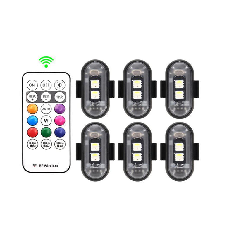 6PCS Waterproof Wireless LED Strobe Lights 8 Colors USB Charging Remote Control