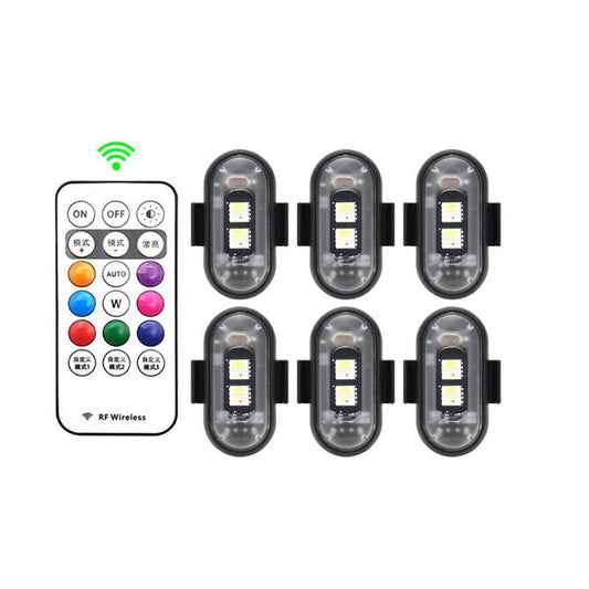 6PCS Waterproof Wireless LED Strobe Lights 8 Colors USB Charging Remote Control